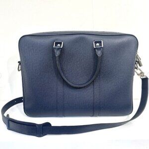 OPEN BOX Louis Vuitton Porte-Documents Voyage Dark Blue Case Taiga Leather PM -